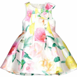 Vestido flores con moño hombro