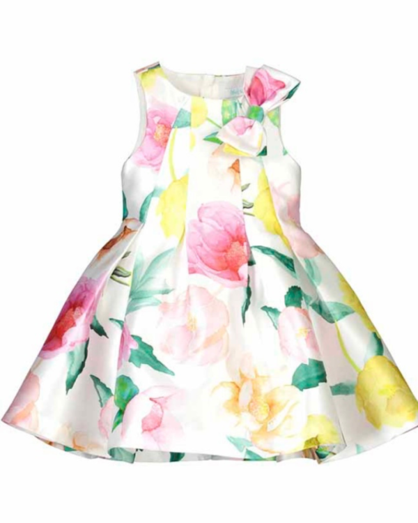 Vestido flores con moño hombro
