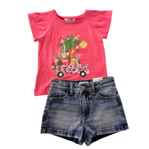 Conjunto short mezclilla blusa jirafa