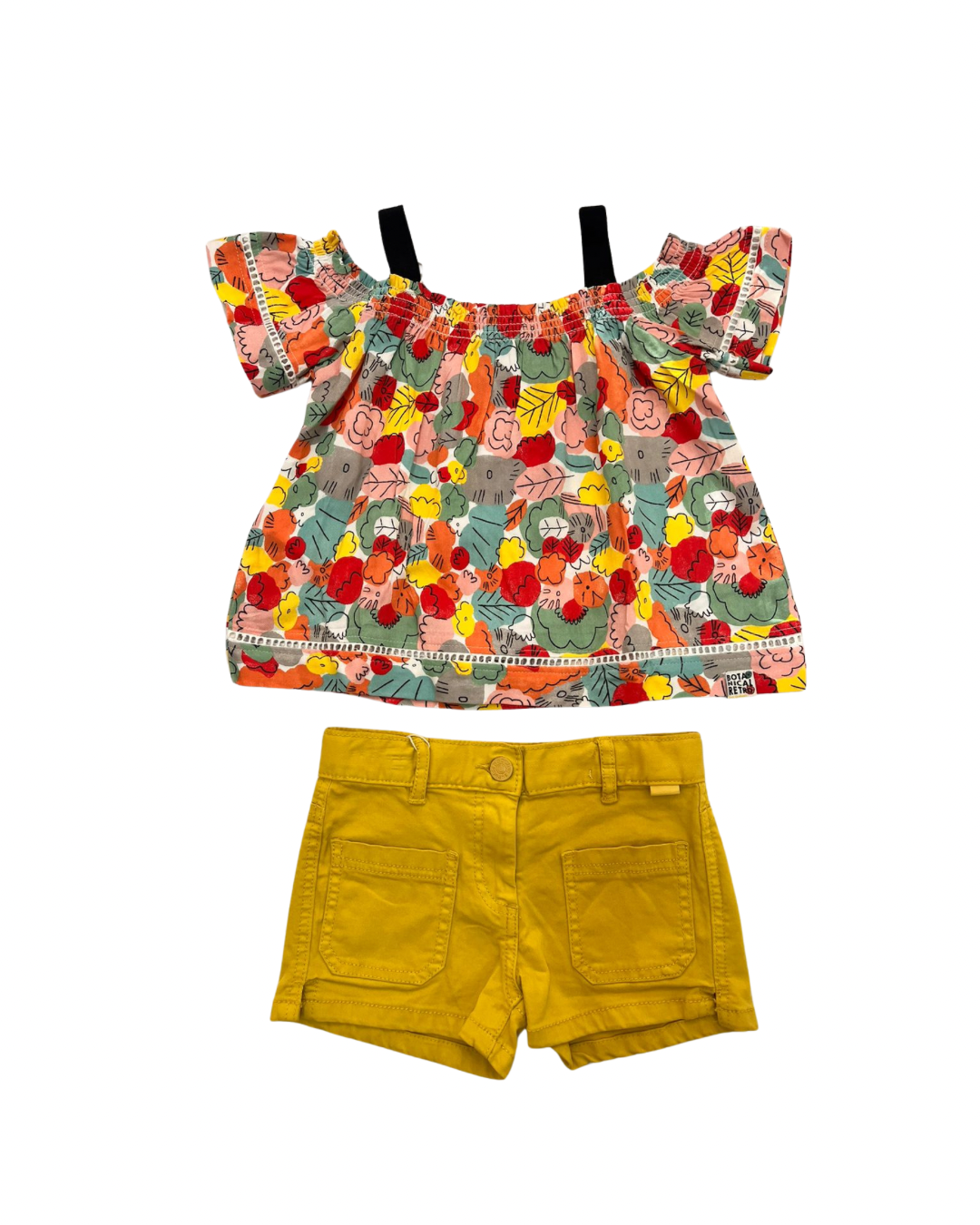 Conjunto short bluson florecitas