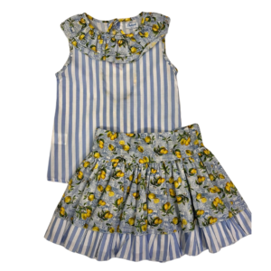 Conjunto de falda flores y rayas