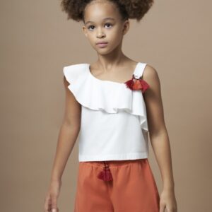 Conjunto short blusa olan asimétrico