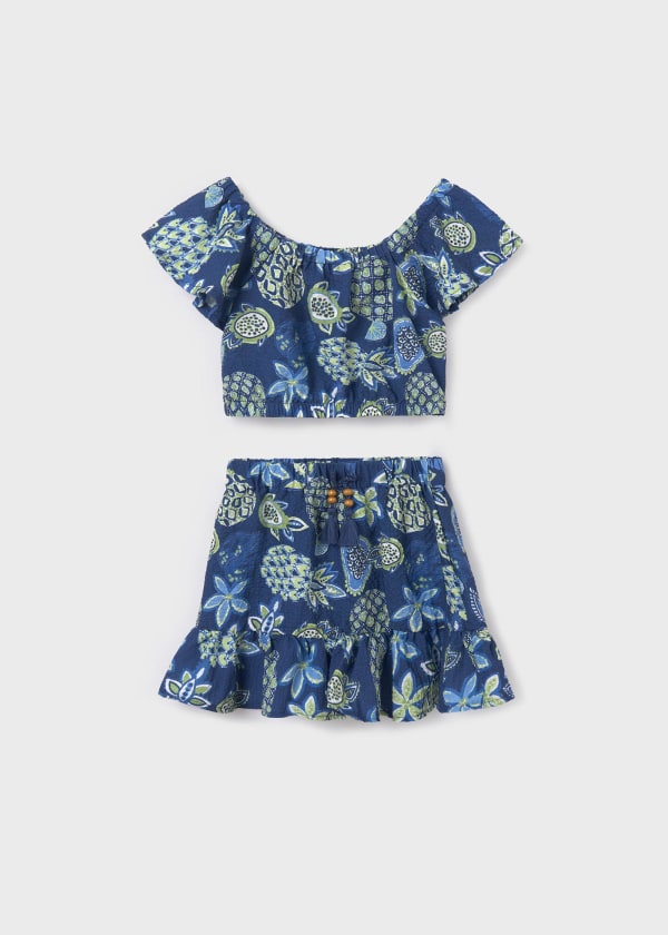 Conjunto falda estampada y top