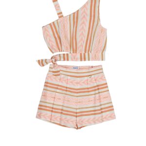 Conjunto short rayas b/un hombro