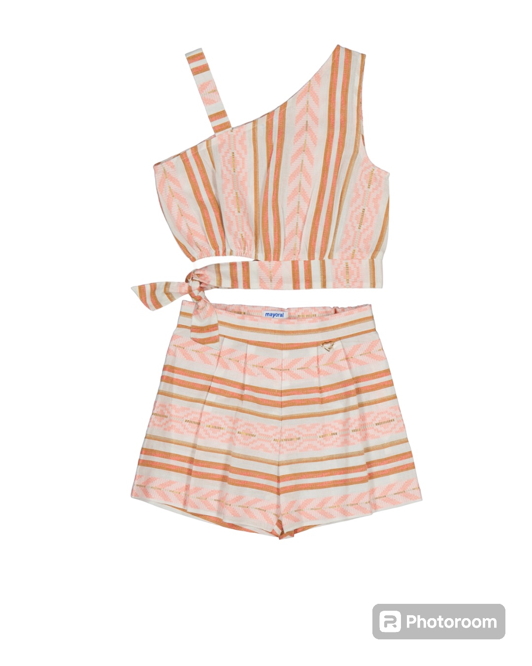 Conjunto short rayas b/un hombro