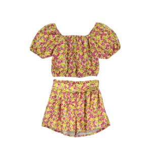 Conjunto short y top florecitas