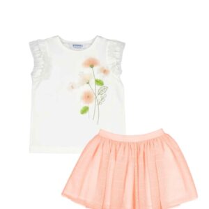 Conjunto falda tul, Blusa flores