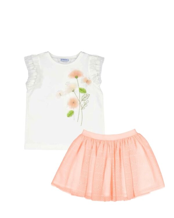Conjunto falda tul, Blusa flores