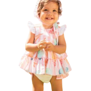 Vestido olanes estampado con gorro