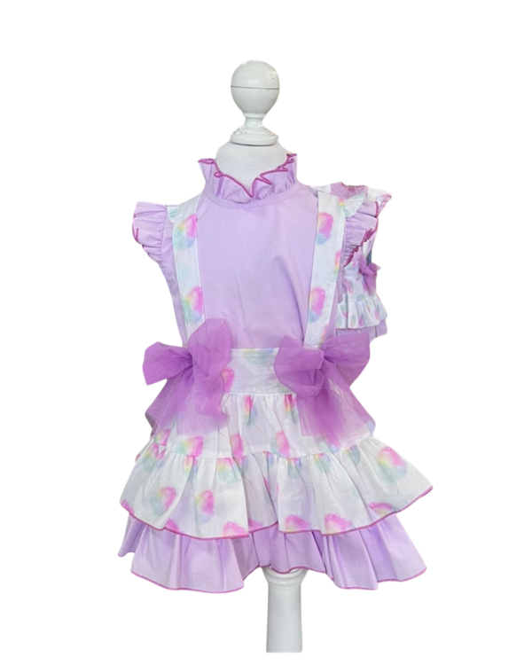 Conjunto falda tirantes algodones, blusa lisa