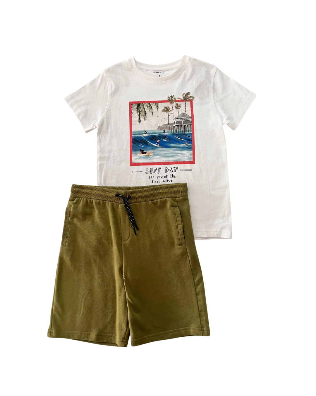 Conjunto short playera cuadro playa