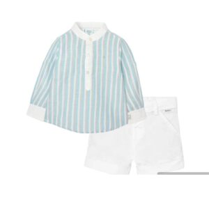 Conjunto short, camisa rayas mao