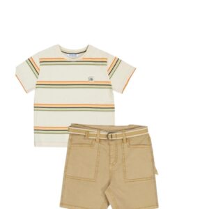 Conjunto short bolsas, playera rayas
