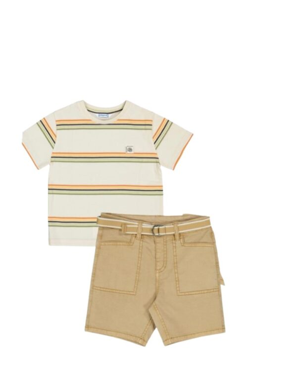 Conjunto short bolsas, playera rayas