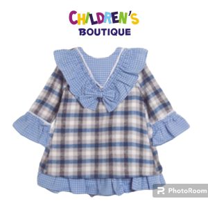 Vestido cuadros cuello V olán
