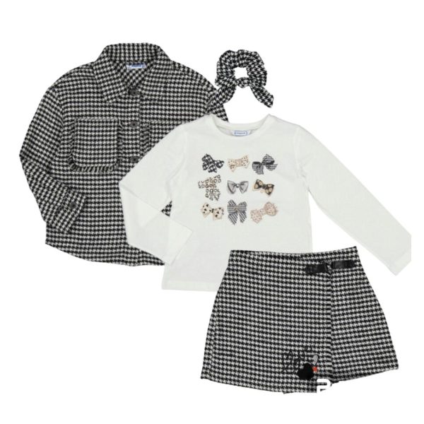 Conjunto 3 pzas short falda pata gallo