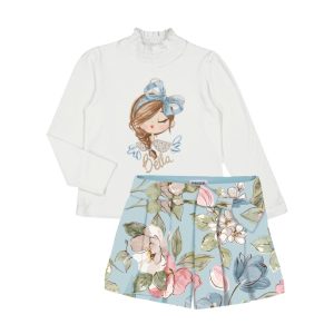 Conjunto short terciopelo flores