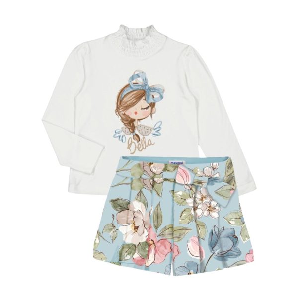 Conjunto short terciopelo flores