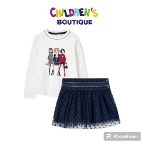 Conjunto falda tul b/3 niñas