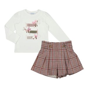 Conjunto short cuadritos b/perros salchicha