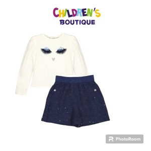 Conjunto short botón y blusa ojos