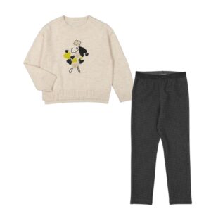Conjunto leggins cuadritos suéter perrito