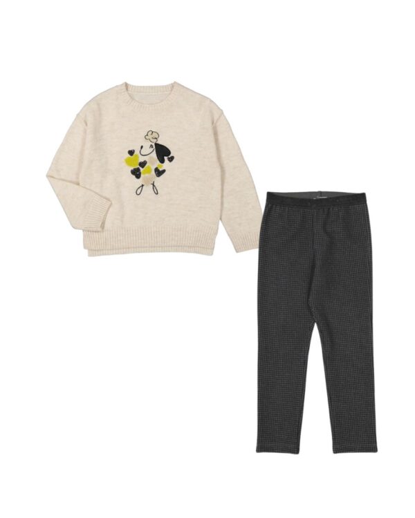 Conjunto leggins cuadritos suéter perrito
