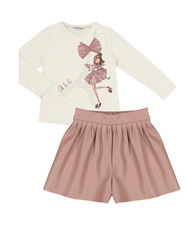 Conjunto short polipiel b/niña torre