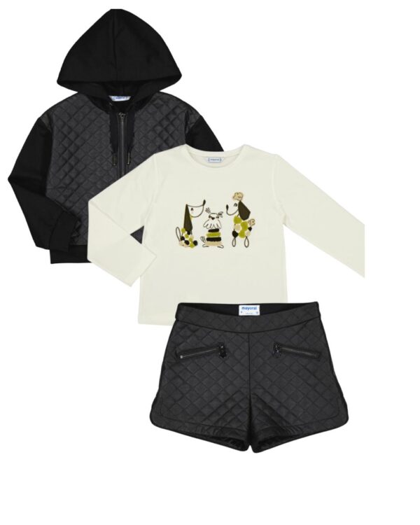 Conjunto 3 pzas short .blusa y sud/ acolchado