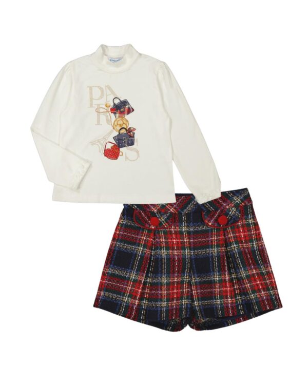 Conjunto short cuadros tapas b/bolsas