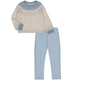 Conjunto pantalón polipiel suéter cenefa