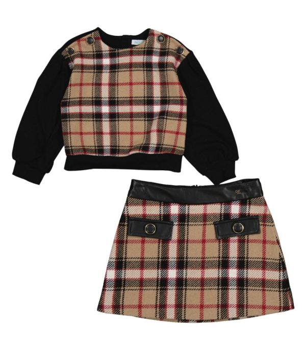 Conjunto falda tapas y blusa cuadros