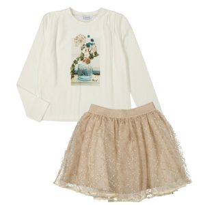 Conjunto falda tul b/florero
