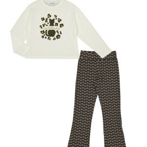 Conjunto pantalón jacquard b/gato