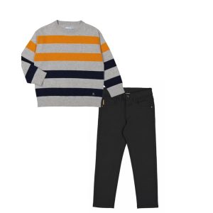 Conjunto pantalón y suéter franjas