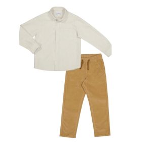 Conjunto pantalón panilla y camisa rayas