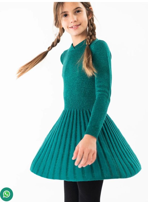 Vestido vde tricot plisado