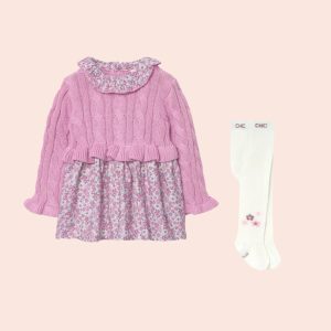 Vestido tricot combinado  con malla