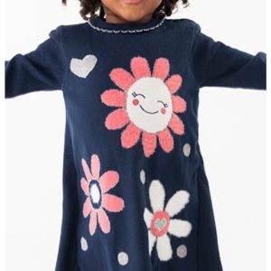 Vestido tricot sol ,flores y mallas
