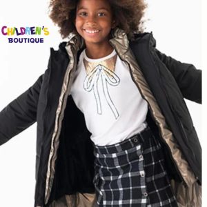 Conjunto short falda cuadros b/moño lentejuelas