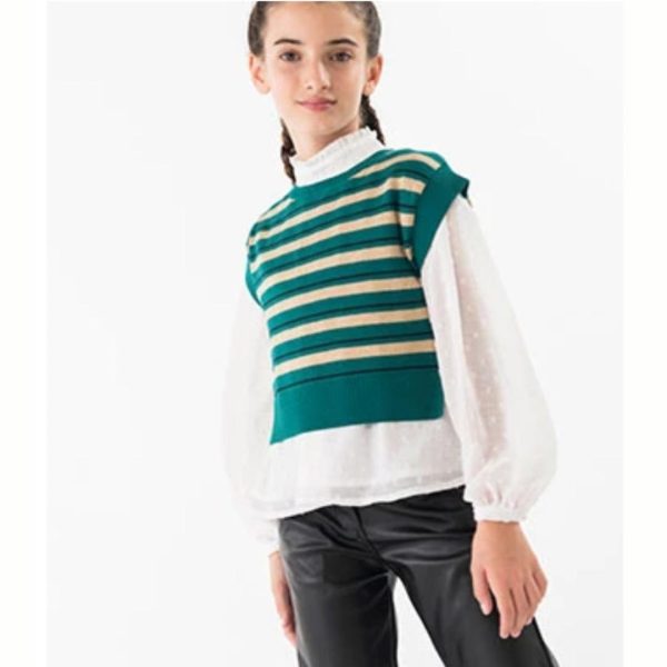 Conjunto 3 pzas pant.polipiel blusa gasa y chaleco
