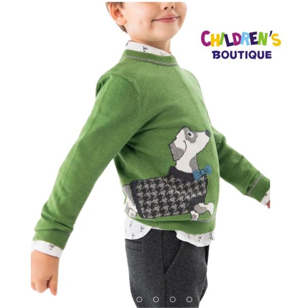 Conjunto3pzas pantalón,camisa perritos y suéter