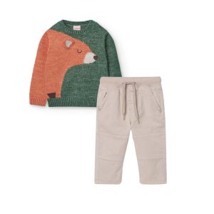 Conjunto de pantalón suéter oso