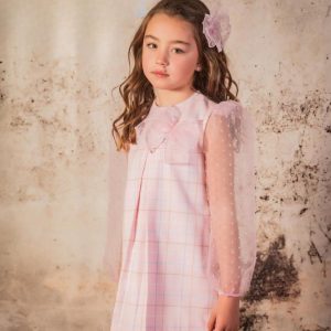 Vestido rosa mangas tul